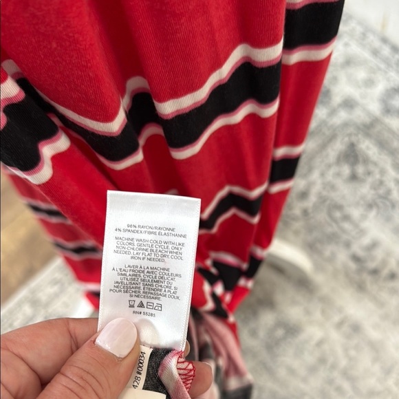 Express Striped Red Maxi Dress Women's Size L - Picture 6 of 9
